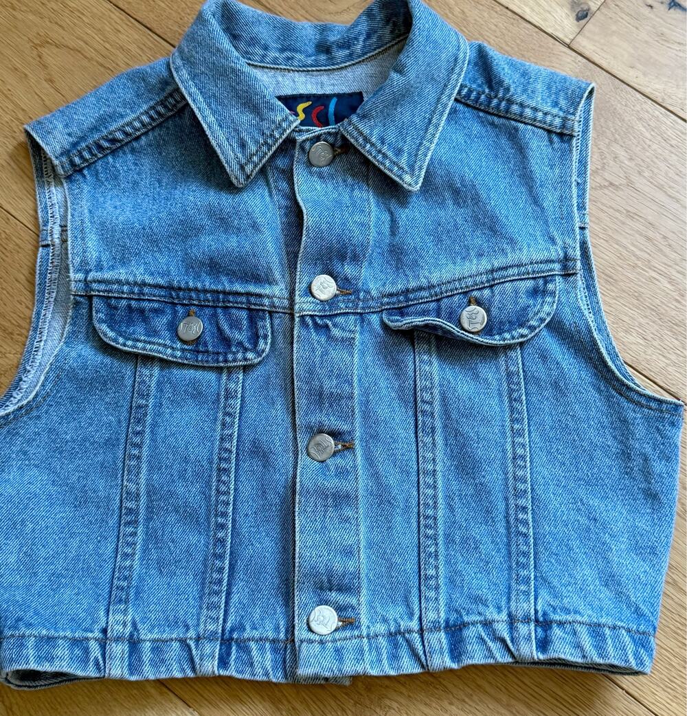Vintage Steel Jeans Youth Large Denim Vest Light Wash 90s Y2K Trucker